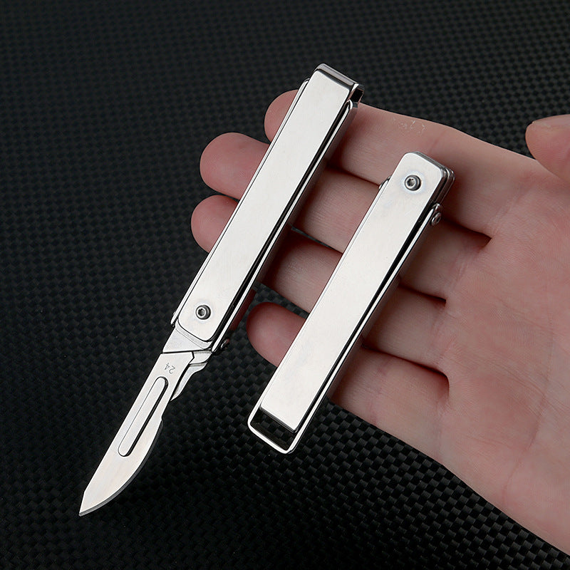 MASALONG MA-TY-035 Cuchillo plegable creativo para arte, cuchillo afilado para cortar papel, cuchillo portátil para abrir cajas, cuchillo pequeño exprés, cuchilla quirúrgica de acero inoxidable reemplazable