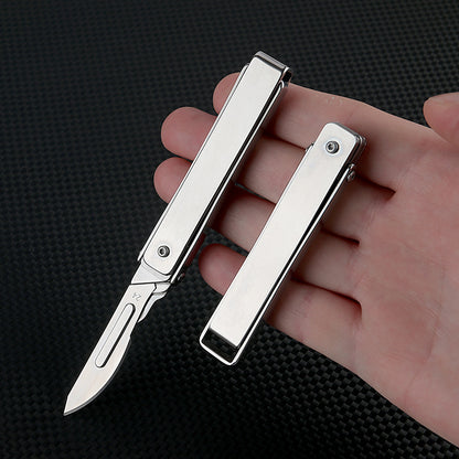MASALONG MA-TY-035 Cuchillo plegable creativo para arte, cuchillo afilado para cortar papel, cuchillo portátil para abrir cajas, cuchillo pequeño exprés, cuchilla quirúrgica de acero inoxidable reemplazable