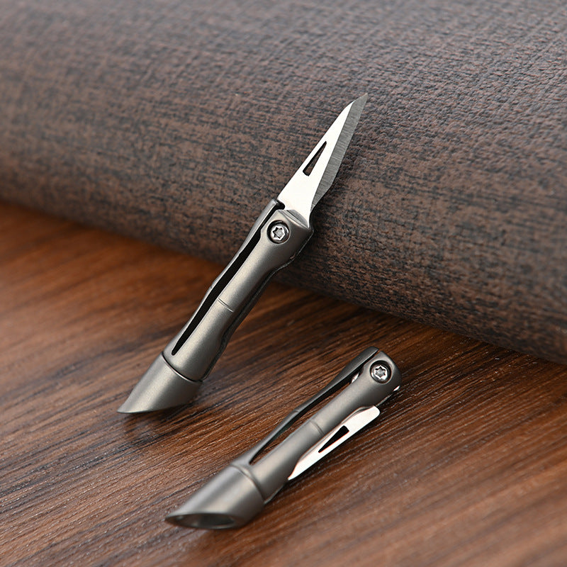 MASALONG MA-TY-060 Cuchillo de unión de bambú de aleación de titanio mini cuchillo plegable EDC portátil llavero colgante desmontaje caja exprés apertura cuchillo afilado