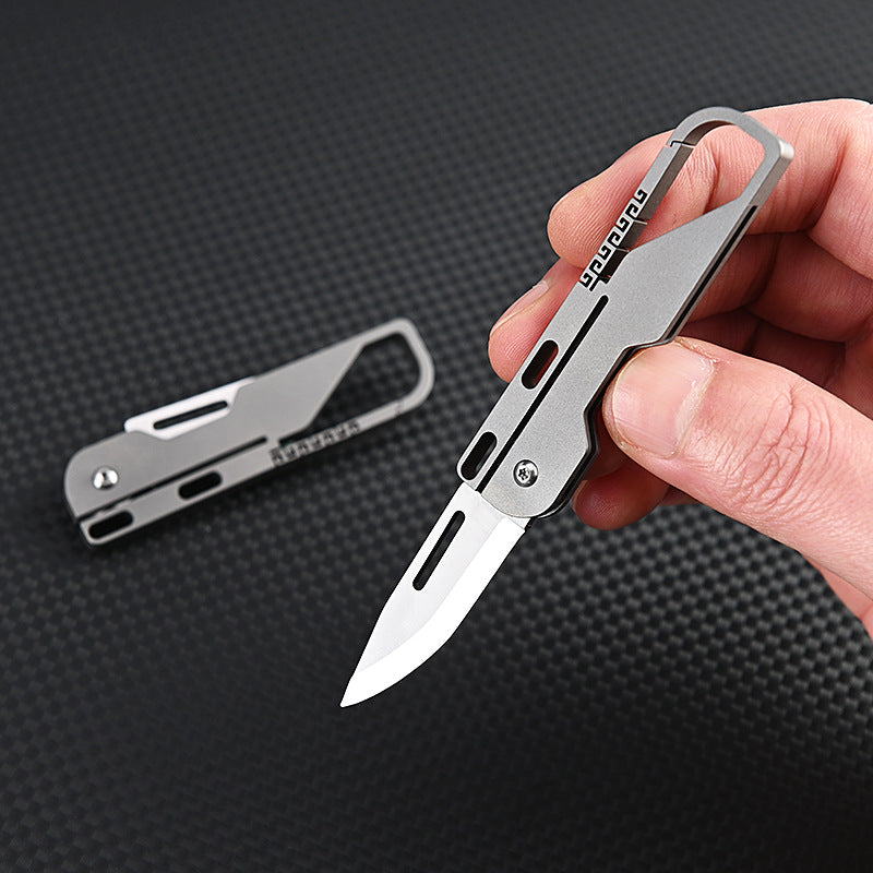 MASALONG MA-TY-015 Multi functional titanium alloy keychain mini knife with high hardness D2 steel folding knife, sharp for unboxing and unpacking, express delivery knife