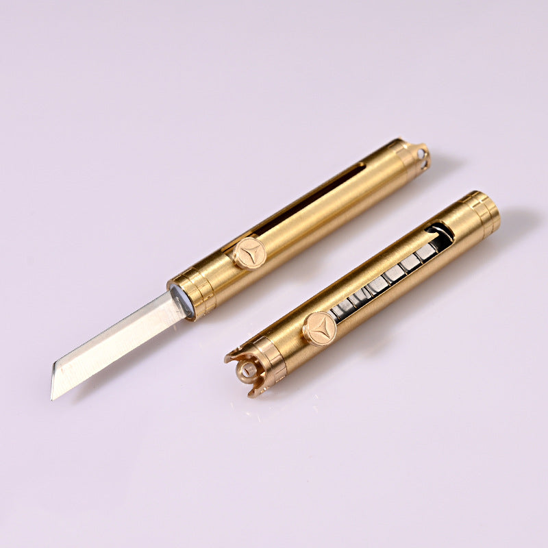 MASALONG MA-TY-072 Brass Mini Keychain Knife Sharp Self Defense Knife Fruit Knife Portable Unpacking Express Knife Box Opening Knife