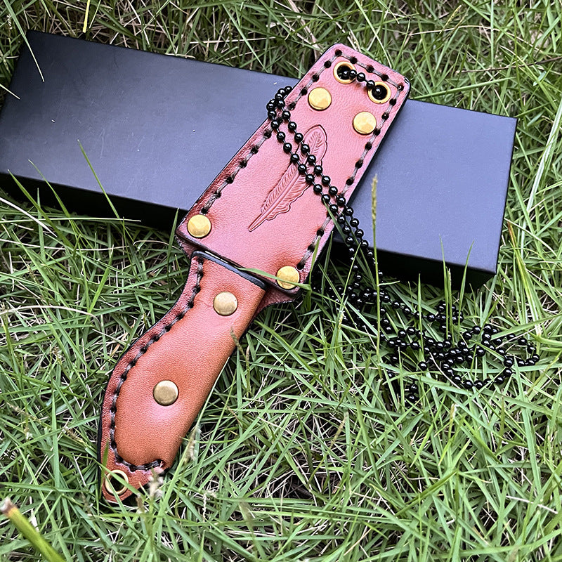 MASALONG DC53 Steel Full Tang Outdoor Utility Knife - Leather Handle EDC KNI-FD-037