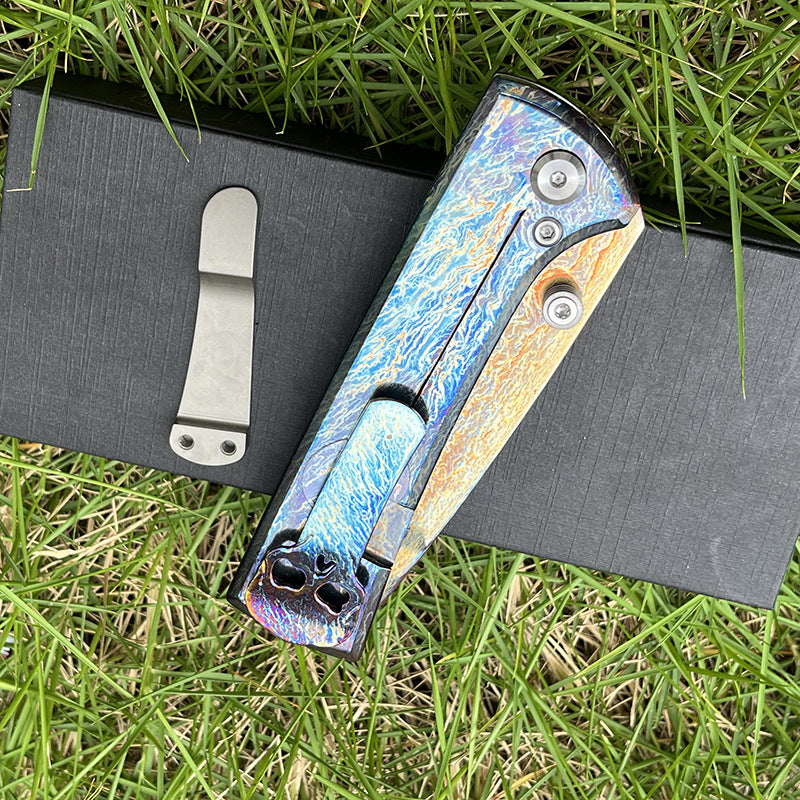 MASALONG D2 Steel EDC Folding Knife - Anodized Titanium Handle KNI-FD-006