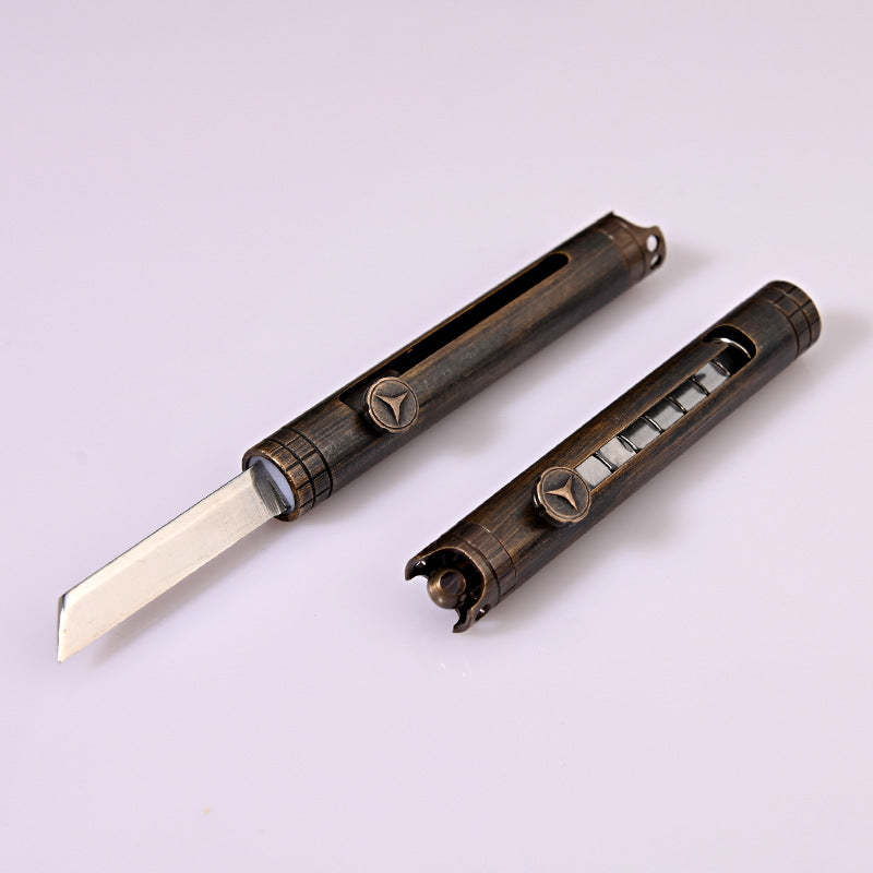MASALONG MA-TY-072 Brass Mini Keychain Knife Sharp Self Defense Knife Fruit Knife Portable Unpacking Express Knife Box Opening Knife