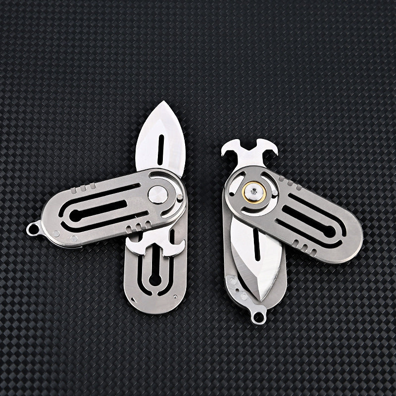 MASALONG MA-TY-064 Cuchillo pequeño multifuncional de aleación de titanio con borde afilado y acero D2 de alta dureza, llavero portátil, desempaquetado, cuchillo pequeño, cuchillo de autodefensa