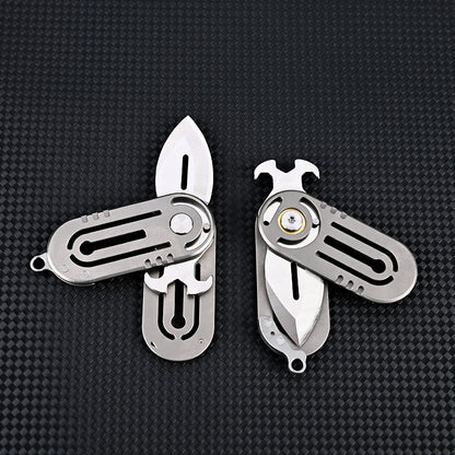 MASALONG MA-TY-064 Cuchillo pequeño multifuncional de aleación de titanio con borde afilado y acero D2 de alta dureza, llavero portátil, desempaquetado, cuchillo pequeño, cuchillo de autodefensa