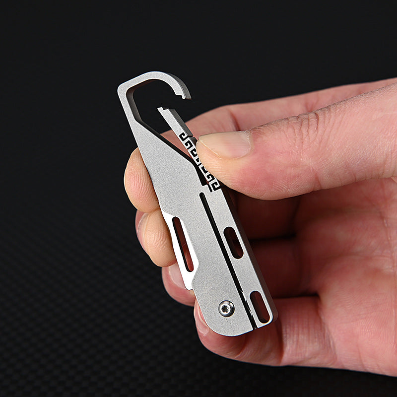 MASALONG MA-TY-015 Multi functional titanium alloy keychain mini knife with high hardness D2 steel folding knife, sharp for unboxing and unpacking, express delivery knife