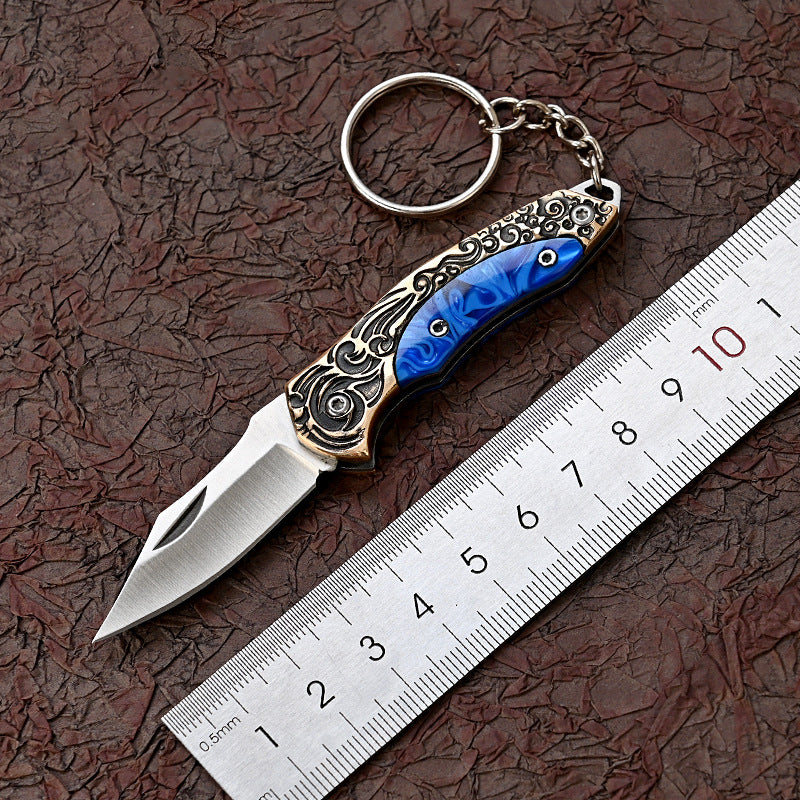MASALONG MA-TY-039 Mini faca dobrável de latão, faca afiada para desembalar, caixa expressa, abertura de caixa, chaveiro portátil, faca para pendurar frutas, faca de autodefesa ao ar livre