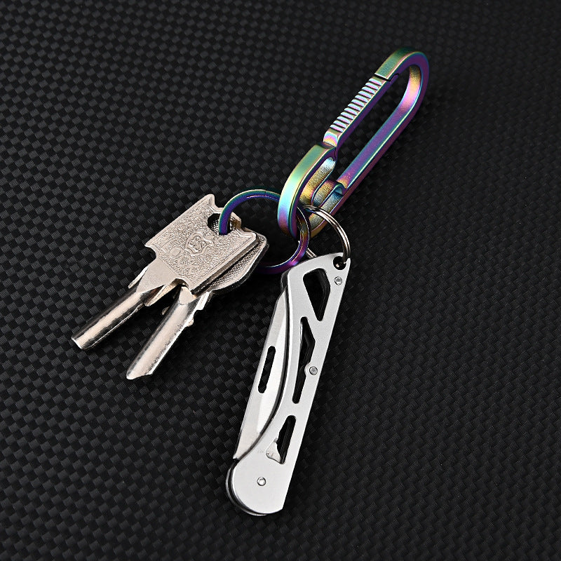 MASALONG MA-TY-033 Mini faca dobrável de aço inoxidável, faca portátil afiada para atividades ao ar livre, faca de frutas de autodefesa, chaveiro portátil, desempacotamento, faca de entrega expressa