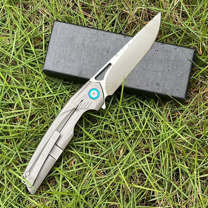 MASALONG D2 Steel Bearing EDC Folding Knife - Titanium Handle Outdoor Utility KNI-FD-010