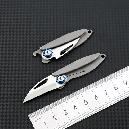 MASALONG MA-TY-040 Cuchillo de aleación de titanio, mini cuchillo plegable afilado, abridor de botellas de llavero portátil, desempaquetado y desembalaje de cuchillo de mensajería