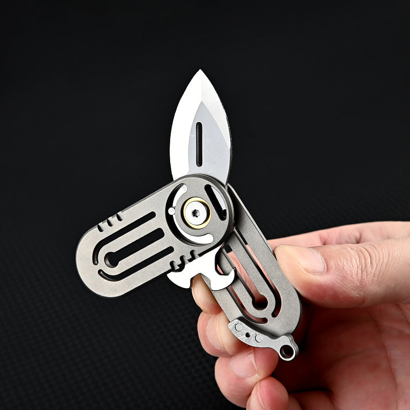 MASALONG MA-TY-064 Cuchillo pequeño multifuncional de aleación de titanio con borde afilado y acero D2 de alta dureza, llavero portátil, desempaquetado, cuchillo pequeño, cuchillo de autodefensa