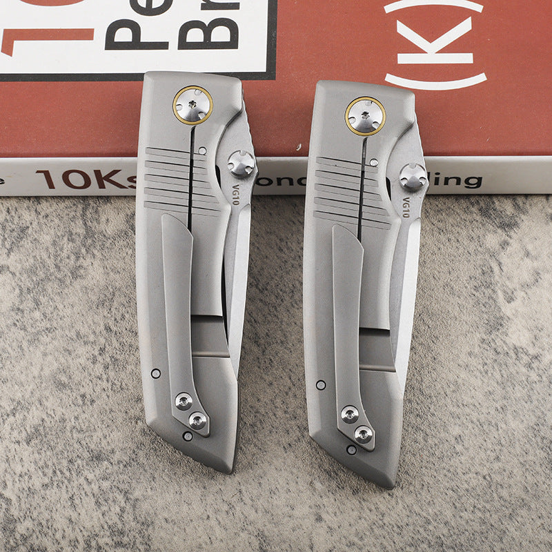 MASALONG VG10 Titanium Folding Knife - Outdoor EDC Utility Tool