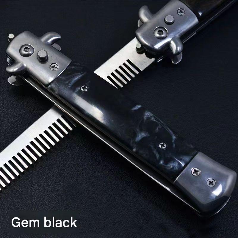 MASALONG Spring Assisted Folding Pocket Comb - Stainless Steel Styling Tool