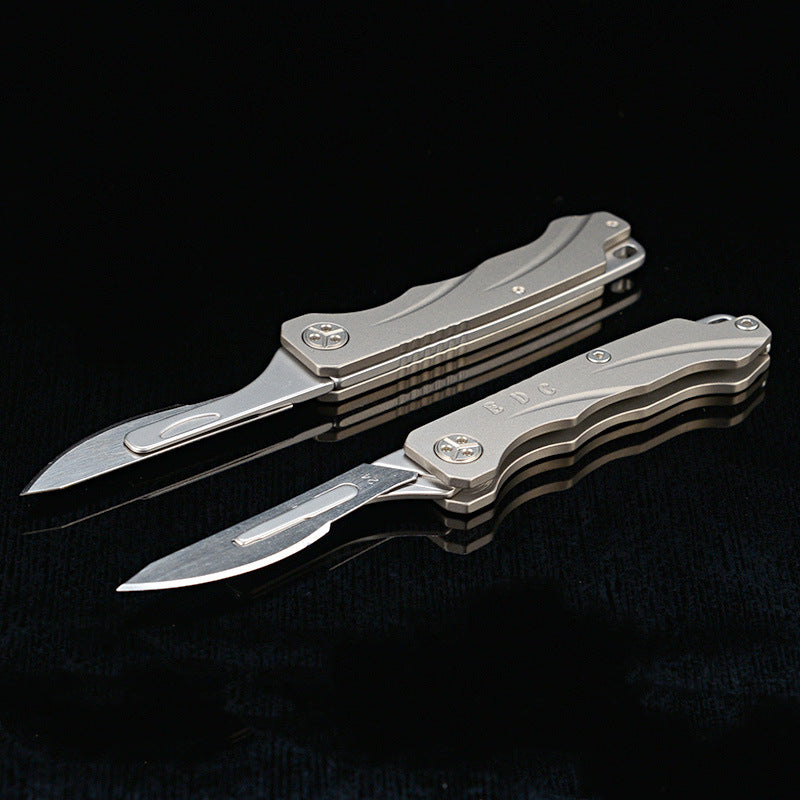 MASALONG MA-TY-056 Titanium alloy folding knife with sharp detachable express delivery knife, art knife, carving knife, mini keychain unboxing knife