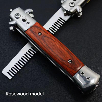 MASALONG Spring Assisted Folding Pocket Comb - Stainless Steel Styling Tool