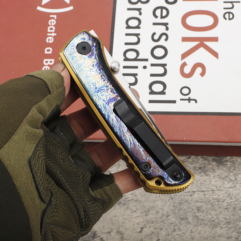 MASALONG 9CR14 Steel EDC Folding Knife - Lightning Titanium Handle KNI-FD-043