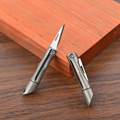 MASALONG MA-TY-060 Cuchillo de unión de bambú de aleación de titanio mini cuchillo plegable EDC portátil llavero colgante desmontaje caja exprés apertura cuchillo afilado