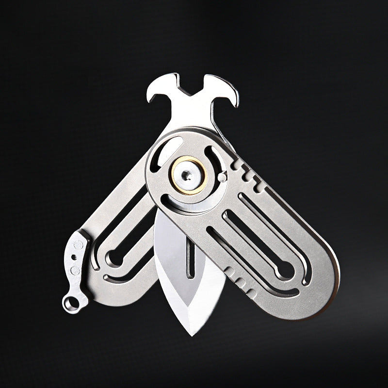 MASALONG MA-TY-064 Cuchillo pequeño multifuncional de aleación de titanio con borde afilado y acero D2 de alta dureza, llavero portátil, desempaquetado, cuchillo pequeño, cuchillo de autodefensa