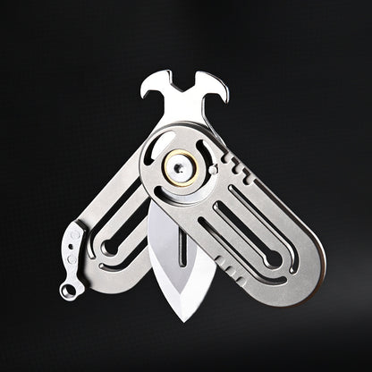 MASALONG MA-TY-064 Cuchillo pequeño multifuncional de aleación de titanio con borde afilado y acero D2 de alta dureza, llavero portátil, desempaquetado, cuchillo pequeño, cuchillo de autodefensa