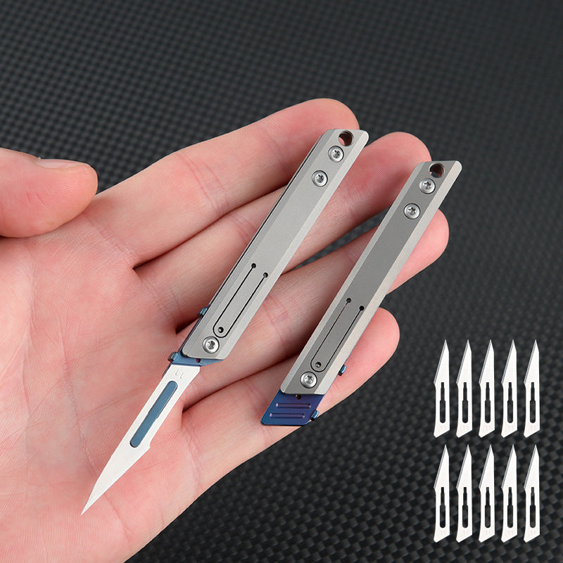 MASALONG MA-TY-013 Titanium alloy mini knife, art cutting blade, sharp paper cutting knife, portable keychain pendant, portable unboxing and unpacking courier knife