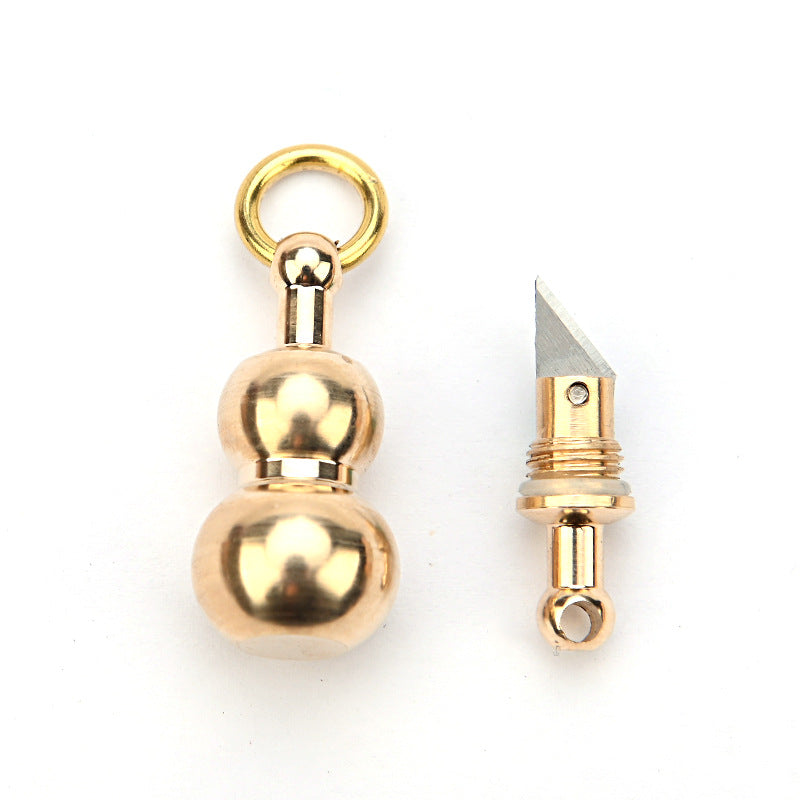 MASALONG MA-TY-071 Creative Hulu Knife, Brass Mini Knife, Sharp Keychain Pendant, Portable Disassembly, Express Delivery, Box Opening Knife, Pocket