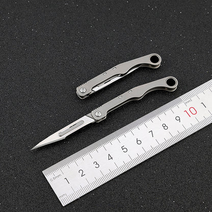 MASALONG MA-TY-028 Cuchillo pequeño Eagle Falcon de aleación de titanio, cuchillo afilado para cortar papel artístico, hoja intercambiable, llavero portátil, cuchillo exprés