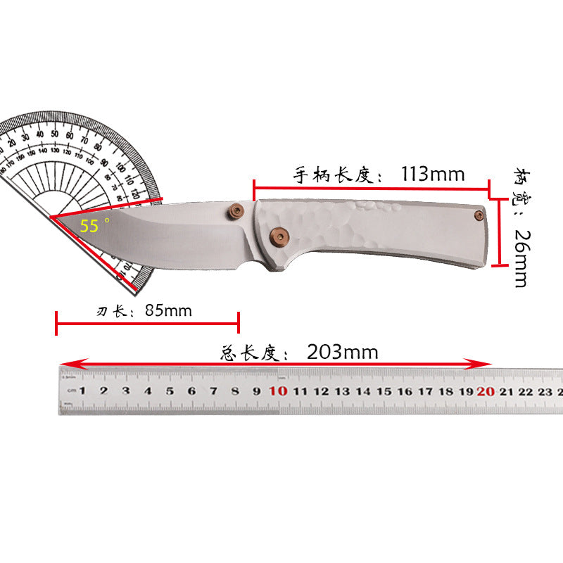 MASALONG 2026 D2 Steel Titanium Handle EDC Folding Utility Tool - Sandblasted KNI-FD-011