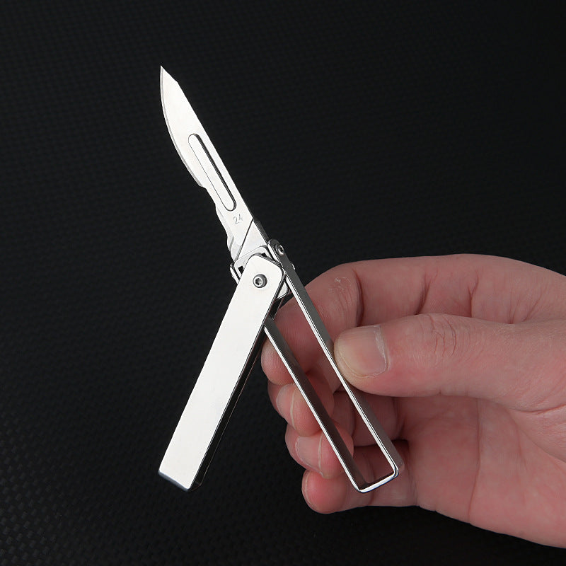 MASALONG MA-TY-035 Cuchillo plegable creativo para arte, cuchillo afilado para cortar papel, cuchillo portátil para abrir cajas, cuchillo pequeño exprés, cuchilla quirúrgica de acero inoxidable reemplazable