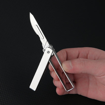 MASALONG MA-TY-035 Cuchillo plegable creativo para arte, cuchillo afilado para cortar papel, cuchillo portátil para abrir cajas, cuchillo pequeño exprés, cuchilla quirúrgica de acero inoxidable reemplazable