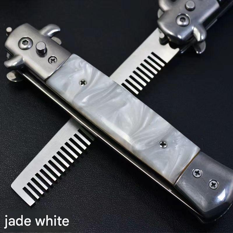 MASALONG Spring Assisted Folding Pocket Comb - Stainless Steel Styling Tool