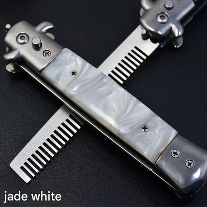 MASALONG Spring Assisted Folding Pocket Comb - Stainless Steel Styling Tool