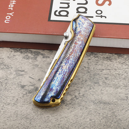 MASALONG 9CR14 Steel EDC Folding Knife - Lightning Titanium Handle KNI-FD-043