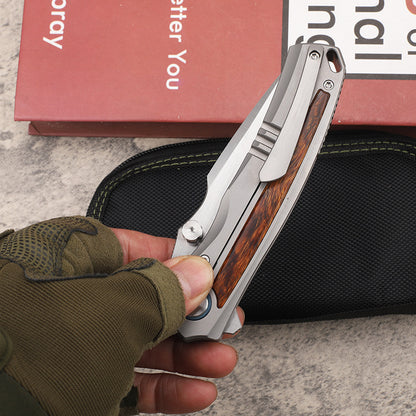 MASALONG VG10 Folding Pocket Knife - Titanium & Ironwood EDC Utility KNI-FD-018