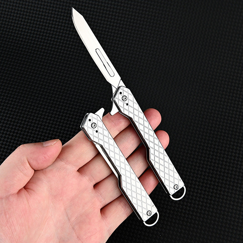 MASALONG MA-TY-052 Cuchillo de arte de 60 hojas, cuchilla para cortar papel, cuchillo plegable de acero inoxidable afilado, cuchilla reemplazable, llavero portátil, cuchillo de desempaquetado