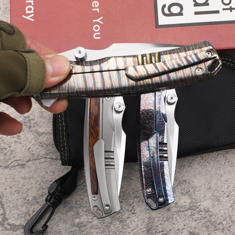 MASALONG VG10 Folding Pocket Knife - Titanium & Ironwood EDC Utility KNI-FD-018