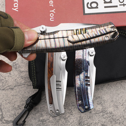 MASALONG VG10 Folding Pocket Knife - Titanium & Ironwood EDC Utility KNI-FD-018