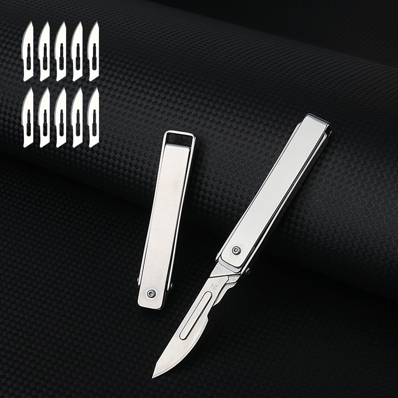 MASALONG MA-TY-035 Cuchillo plegable creativo para arte, cuchillo afilado para cortar papel, cuchillo portátil para abrir cajas, cuchillo pequeño exprés, cuchilla quirúrgica de acero inoxidable reemplazable