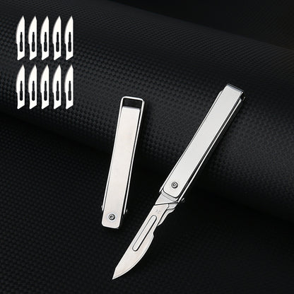 MASALONG MA-TY-035 Cuchillo plegable creativo para arte, cuchillo afilado para cortar papel, cuchillo portátil para abrir cajas, cuchillo pequeño exprés, cuchilla quirúrgica de acero inoxidable reemplazable