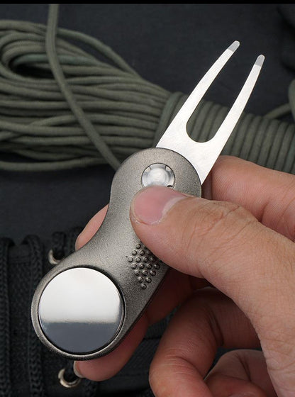 MASALONG Folding Golf Divot Tool - Spring-Assisted Lawn Repair Fork