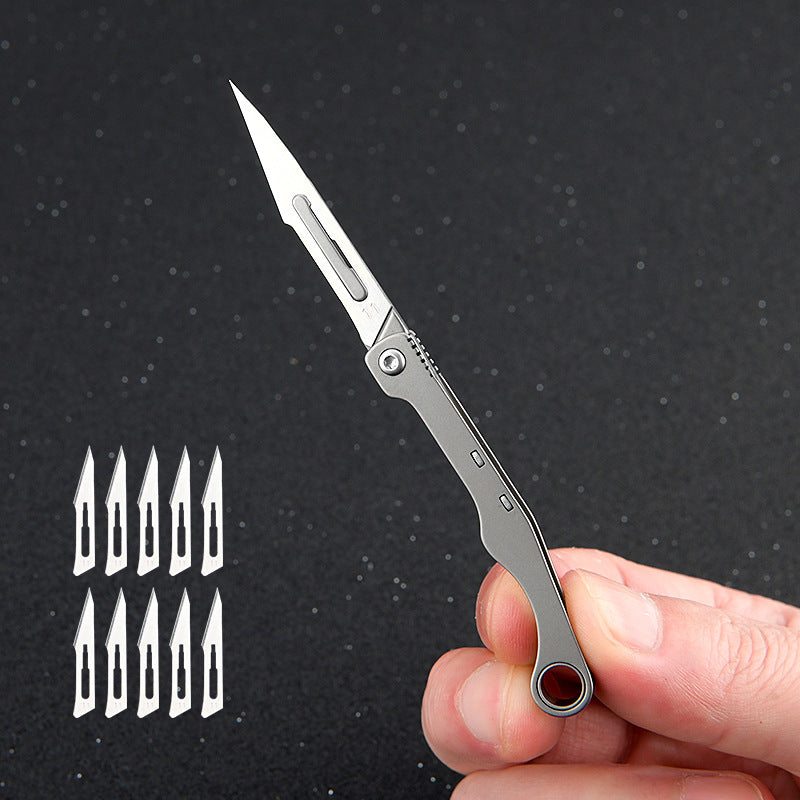 MASALONG MA-TY-028 Cuchillo pequeño Eagle Falcon de aleación de titanio, cuchillo afilado para cortar papel artístico, hoja intercambiable, llavero portátil, cuchillo exprés