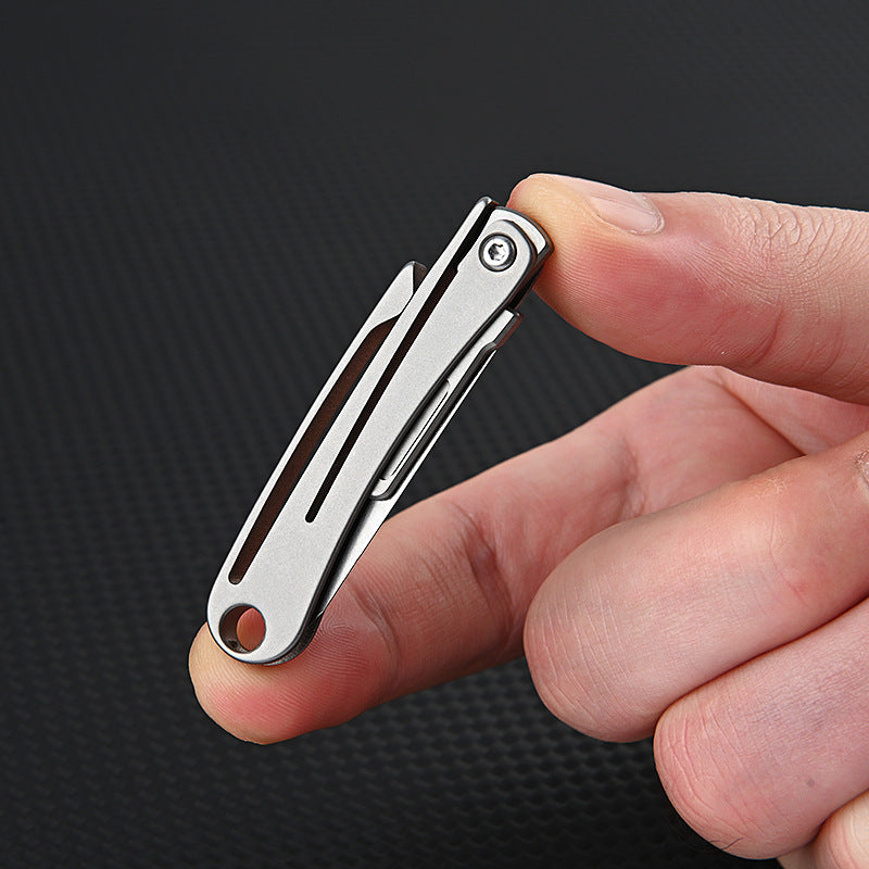 MASALONG MA-TY-012 Mini cuchillo plegable de aleación de titanio, cuchillo afilado para cortar papel artístico, hoja reemplazable, desempaquetado y desempaquetado portátil, cuchillo llavero de entrega exprés