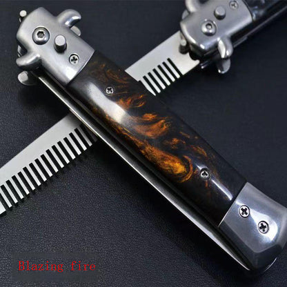 MASALONG Spring Assisted Folding Pocket Comb - Stainless Steel Styling Tool