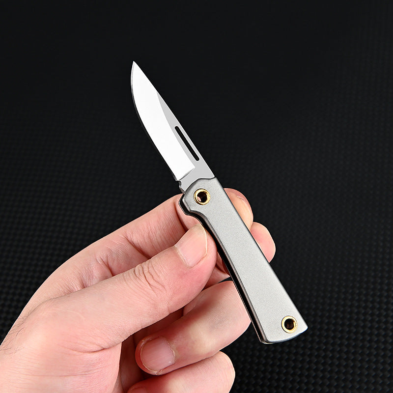 MASALONG MA-TY-029 Lâmina dobrável de liga de titânio, mini faca de alta dureza, chaveiro portátil, faca de entrega expressa, faca de frutas ao ar livre para autodefesa