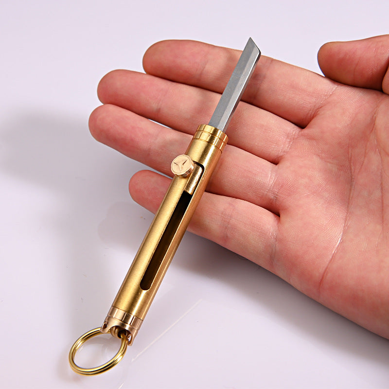MASALONG MA-TY-072 Brass Mini Keychain Knife Sharp Self Defense Knife Fruit Knife Portable Unpacking Express Knife Box Opening Knife