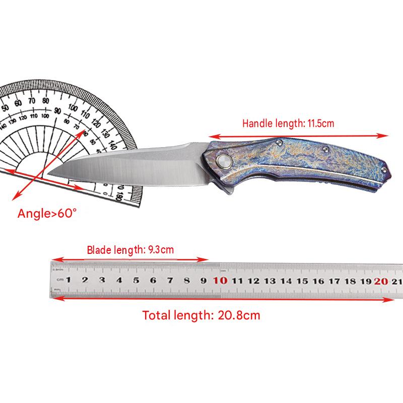 MASALONG Storm Pattern D2 Folding Knife - Titanium Handle EDC Utility KNI-FD-046