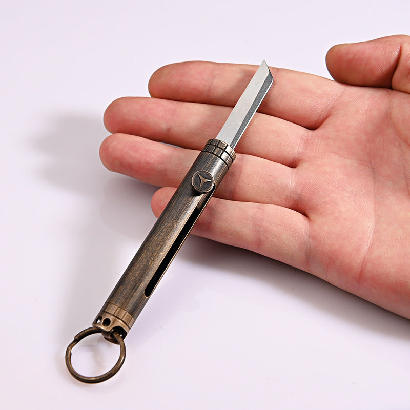 MASALONG MA-TY-072 Brass Mini Keychain Knife Sharp Self Defense Knife Fruit Knife Portable Unpacking Express Knife Box Opening Knife