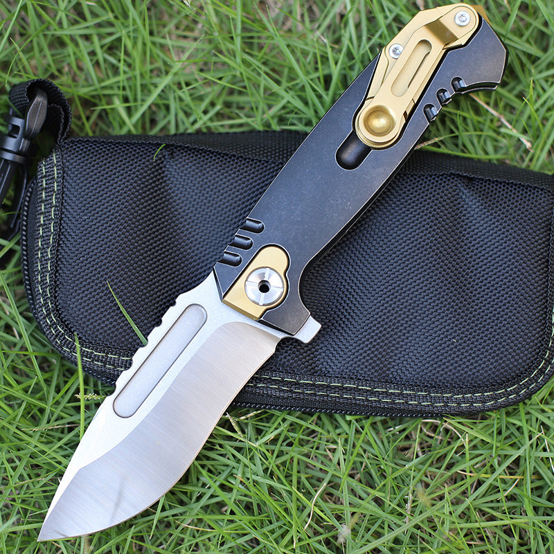 MASALONG Titanium 10Cr15CoMoV Folding Knife - EDC Camping Utility KNI-FD-001