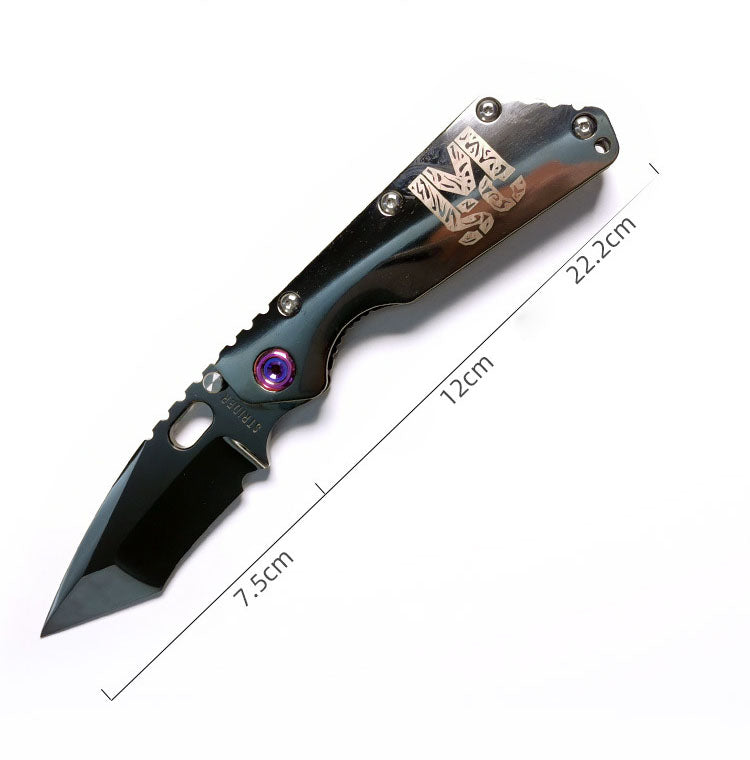Masalong MH382-DLC Tank Titanium Alloy Folding Knife High Hardness Camping Survival Portable Multi purpose Full Mirror