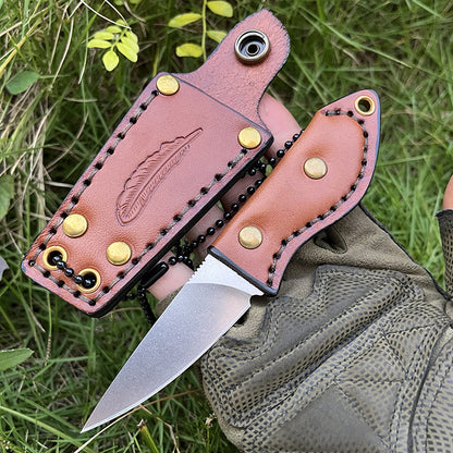MASALONG DC53 Steel Full Tang Outdoor Utility Knife - Leather Handle EDC KNI-FD-037